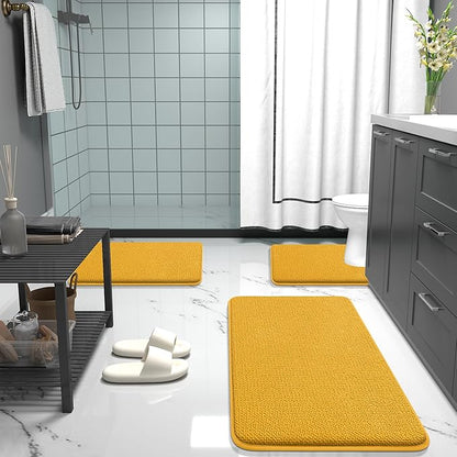 OLANLY Thick Memory Foam Bath Mat Rug 36x24, Extra Soft Absorbent Bathroom Rug, Quick Dry Bath Mats, Non-Slip, Machine Washable Carpet for Floor, Tub and Shower, Home Decor Accessories, Golden Yellow