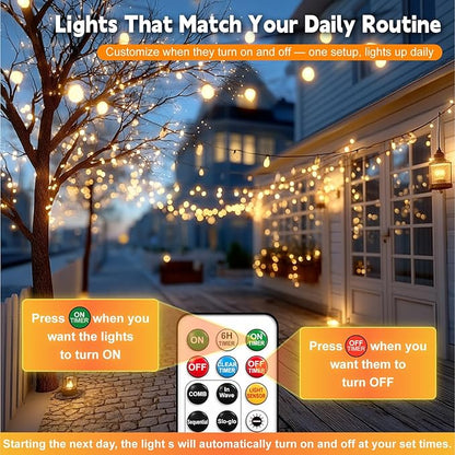 HXWEIYE Rechargeable Fairy Lights with Remote, 66ft 200 LED Twinkle Lights with DIY Timer & Light Sensor, Waterproof Outdoor String Lights for Bedroom Patio Christmas Tree Decor, Warm White