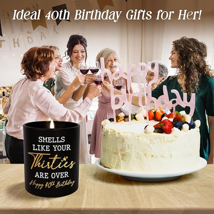 Christmas 40th Birthday Gifts Men Women - Forty Vanilla Lavender Candle 10oz - 1985 40th Birthday Decorations for Men Women, 40 Year Old Bday Gifts for Friend Sister Wife Husband