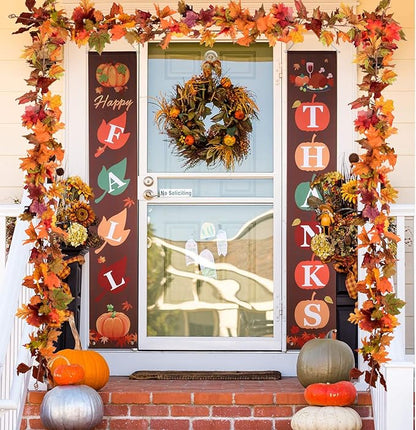 DearHouse 6 Pack Fall Garland Maple Leaf Clearance, 5.9Ft/Piece Hanging Vine Artificial Autumn Garland Thanksgiving Decor for Home Wedding Fireplace Party Christmas (Multicolor)