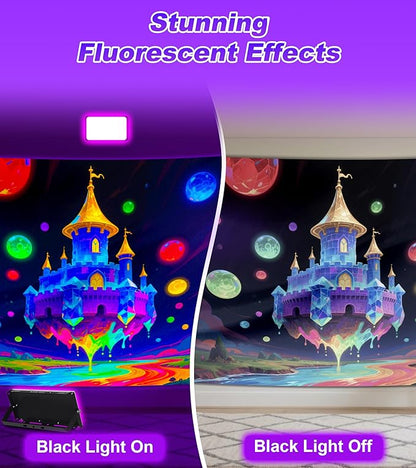50W LED Black Light IP66 Waterproof,Outdoor Blacklight Flood Light with Plug+Switch+Cord, for Halloween Neon Glow in The Dark Party Body Paint Fluorescent Poster Classroom Club Dance Party, 2 Pack