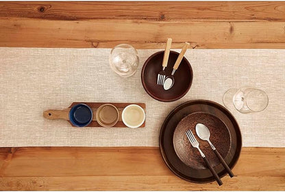 Solino Home Linen Champagne Beige Table Runner 132 Inches Long - Athena, 100% Pure Linen Dining Table Runner 14 x 132 Inch for Fall, Autumn, Christmas, New Year