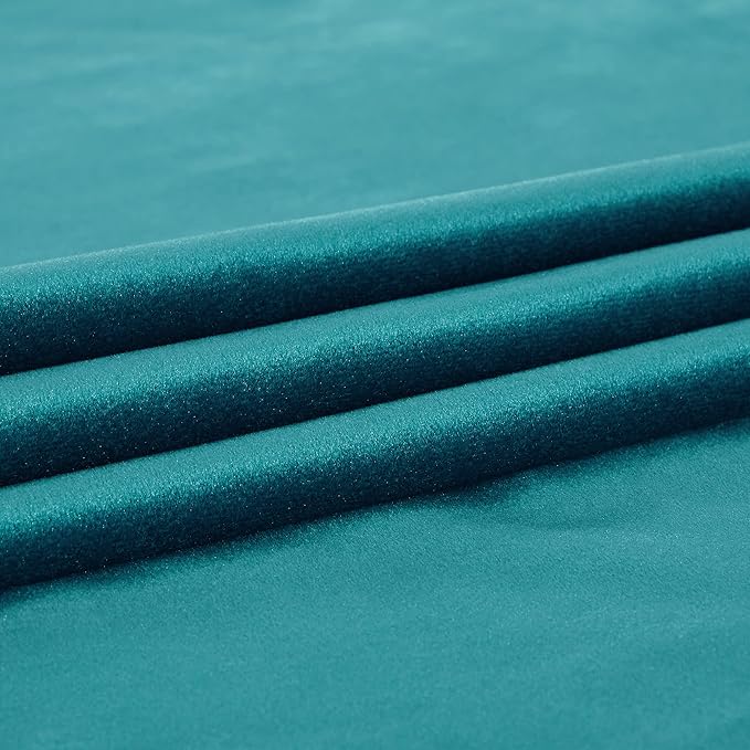 PRIMROSE Teal Velvet Curtains 63 inch Long for Living Room,Set of 2 Panels Blackout Rod Pocket Back Tab Window Treatment Room Darkening Heavy Decorative Curtains Drapes for Bedroom