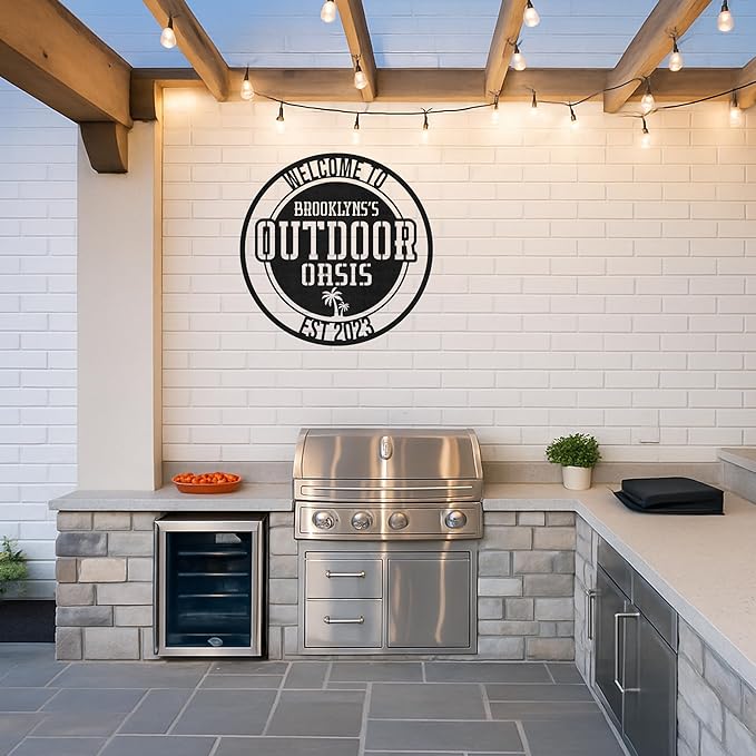 Custom BBQ Cut Metal Sign, Personalized Outdoor Grill Wall Art for Patio Kitchen, Backyard Barbecue Decor Gift for Men