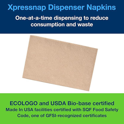 Tork Xpressnap® White Dispenser Napkin N4, One-at-a-Time Dispensing,1-ply, 1/4 Fold, 13" x 8.5 ", 12 x 500 Napkins, 109080