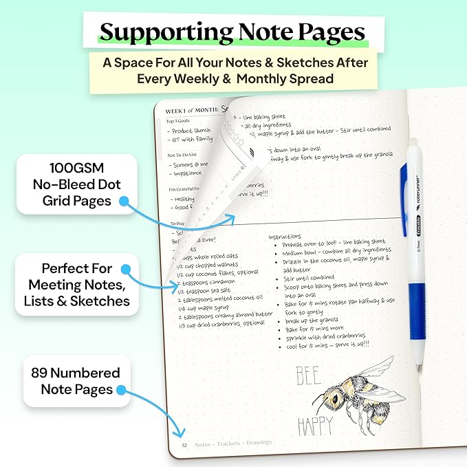 Roterunner Purpose Planner Notebook A5 5.8”x8.3” Undated 2026 Daily Weekly and Monthly Productivity Goal Setting Tool for Work Home ADHD Planner for Adults Self Care Journal (Tan Hardcover)