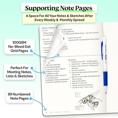Roterunner Purpose Planner Notebook A5 5.8”x8.3” Undated 2026 Daily Weekly and Monthly Productivity Goal Setting Tool for Work Home ADHD Planner for Adults Self Care Journal (Tan Hardcover)