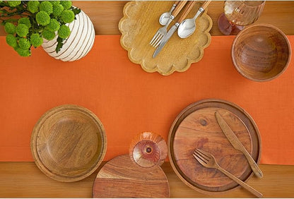Solino Home Linen Table Runner 36 Inches - 100% Pure Linen Persimmon Orange Table Runner 14 x 36 Inch Ideal for Dresser and Coffee Tables - Fall, Autumn, Christmas, New Year - Fete
