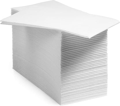 2400-Pack BloominGoods Disposable Bathroom Napkins | 12" x 17" Single-Use Classic Lite Linen-Feel Guest Towels, Made in USA | Cloth-Like Hand Towels, White
