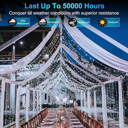 1500 LED Christmas Lights Outdoor Use, 492ft 8 Lighting Modes Fairy Lights for Outside, Christmas Tree Lights Outdoor IP44 Waterproof for Xmas Patio Yard Fence Deck Balcony Garden Decor Cool White