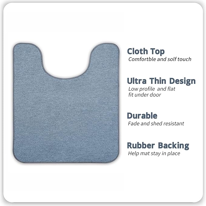Toilet Rugs U Shaped Bathroom Rug,Machine Washable Non Slip Quick Dry Super Absorbent Ultra Thin Toilet Mats for Bathroom Toilet.Blue,1'8"x2'(20x24inch)