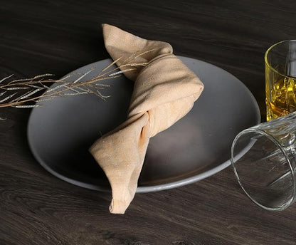Native Fab Solid Cloth Napkin Set of 4, 100% Chambray Cotton, Washable, Reusable Dinner Cloth Napkin 17x17 inches, Table Decor Napkins for Dinner, Events, Mustard Yellow