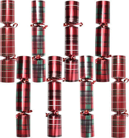 JOYIN 8 Pack Christmas Non-Snap Party Favor, Red Check Plaid Party Table Favor Includes Party Hat, Jokes & Gifts, Xmas Gifts Prizes for Christmas Holiday Dinner Traditions Supplies