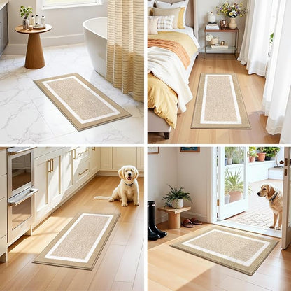 Pauwer Bathroom Rugs Sets 3 Piece Bathroom Shower Rugs with U-Shaped Contour Toilet Mat Absorbent Microfiber Plush Bath Mats Non Slip Bath Rugs Machine Washable Shaggy Bath Floor Mats