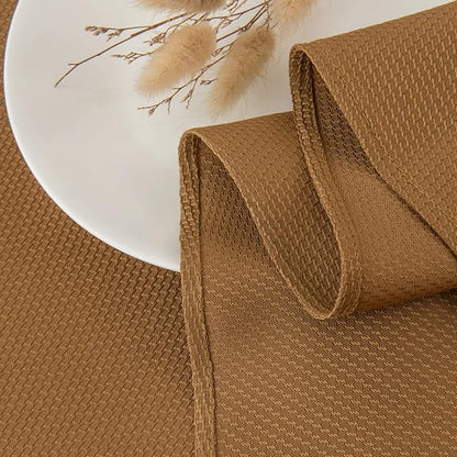 maxmill Fall Tablecloth Stain Resistant Waterproof Wrinkle Resistant Spillproof Washable Soft Textured Table Cloth for Dining Room Harvest Thanksgiving Parties, Round 70 Inch, Amber Bronze