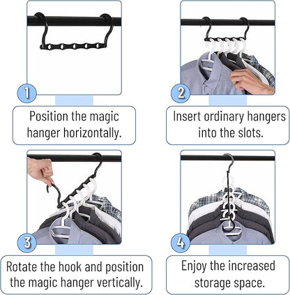 Mr. Pen- Space Saving Hangers for Clothes, 16 pcs, Black, Plastic Multi Clothes Hangers Space Saving, 5 Slots, 360° Rotating Hooks