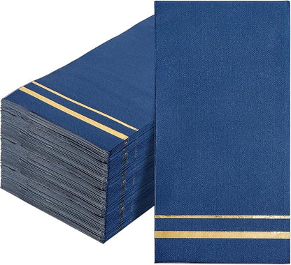 BUCLA 100-Count 3-Ply Disposable Napkins - Blue Paper Napkins Disposable Premium Quality - Dinner Napkins Disposable Soft, Absorbent for Parties, Weddings, Kitchen, Hanukkah and Cocktail Beverage