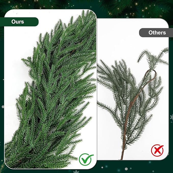 6FT Christmas Garland,Flexible Greenery Artificial Norfolk Pine Garland for Fireplace Mantel Staircase Front Door Table Centerpiece, Indoor Outdoor Holiday Decor with Realistic Pine Needles (2)
