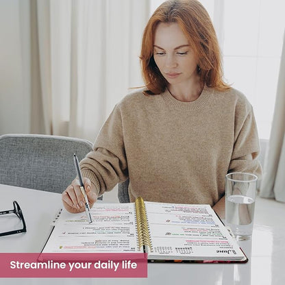 2026 Planner, Weekly and Monthly Planner for Women, Jan 2026 - Dec 2026 Pretty 2026 Calendar Planner with Monthly Tabs, Inner Pocket, Spiral Binding, Perfect for Office Home School - 8.5" x 11", Crimson Floral