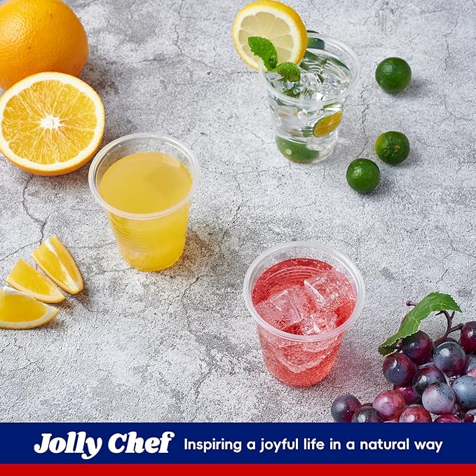 JOLLY CHEF 𝟔𝟎𝟎 𝐏𝐚𝐜𝐤 7 oz Clear Plastic Cups,7 Ounce Disposable Cups for Picnic,Travel, Halloween,Christmas Party and Events