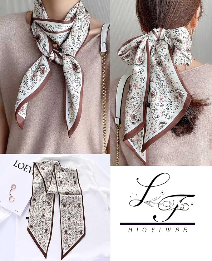 Head Scarf Hair Neck Scarves For Women Purse Bag Scarfs For Handbags Silky Long Thin Satin Headscarf Fashion
