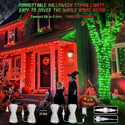 JMEXSUSS 200 LED String Lights Outdoor for Christmas Decor, Red & Green Christmas Lights Clear Wire, 11 Modes Connectable Twinkle String Light Plug in for Garden Home Xmas Decorations