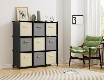 HOMIDEC Closet Organizers and Storage, 9 Cube Storage Organizer, Portable Closet Organizer Cubes Shelves for Clothes, Bedroom, Kids Room, Bathroom, Wardrobe, Garment Racks, Black