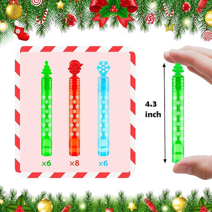 Christmas Mini Bubbles Wand Party Favors for Toddlers 20 Pack, Christmas Small Toys Gifts Goody Bag Stocking Stuffers Fillers for Kids, Xmas School Prizes Non Candy Treats Trinkets for Students