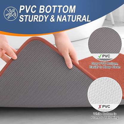 OLANLY Thick Memory Foam Bath Mat Rug 47x20, Extra Soft Absorbent Bathroom Rug, Quick Dry Bath Mats, Non-Slip, Machine Washable Carpet, Tub and Shower, Home Decor Accessories, Rustic Terracotta