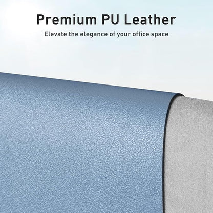 Aothia Faux Leather Desk Mat – Large Mouse Pad, Non-Slip PU Leather Blotter, Waterproof Writing Surface for Office and Home (Denim Blue, 47.2" x 23.6")