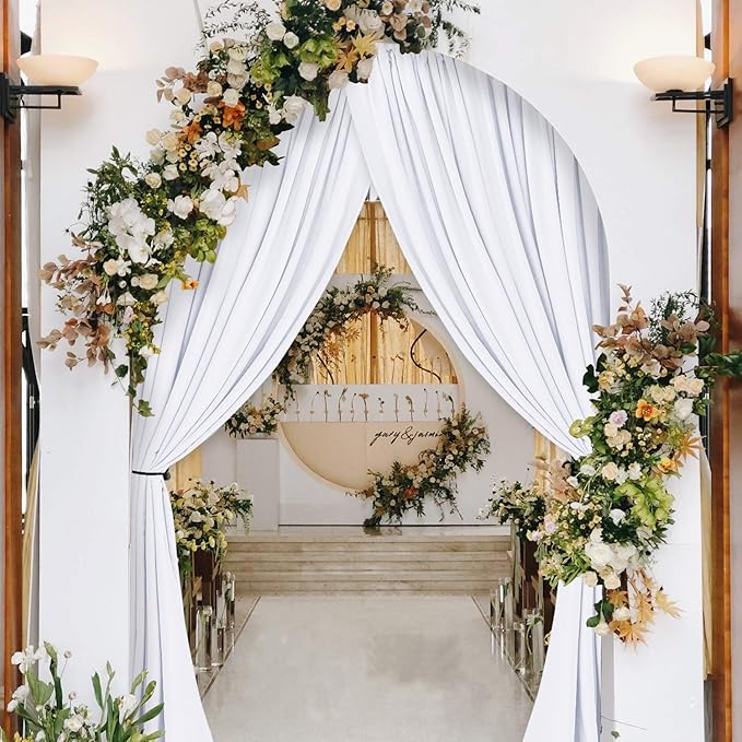 Hiasan White Backdrop Curtains for Parties, Polyester Photography Backdrop Drapes for Family Gatherings, Wedding Decorations, 5ftx7ft, Set of 2 Panels