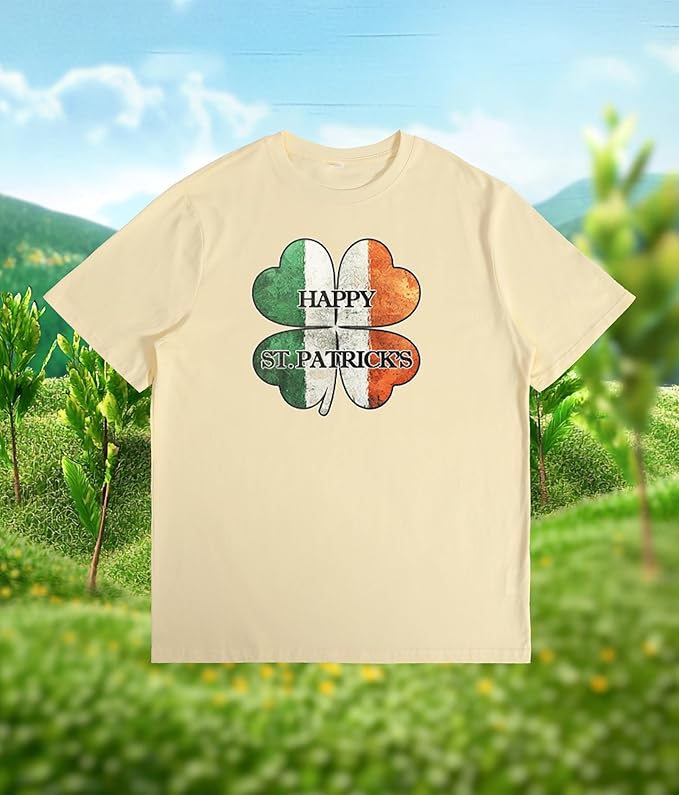 St. Patrick's Day Celebration Tee Beer Graphic Big and Tall Short Sleeve Cotton Festival Casual Gym Workout Tshirts