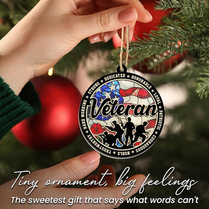 FLAGWIX Army Christmas Ornaments for Patriotic - Suncatcher Army Ornaments for Christmas Tree Decorations - Veteran Gifts for Men Women Dad Grandpa, Military Ornaments, Veterans Day Gifts Bulk
