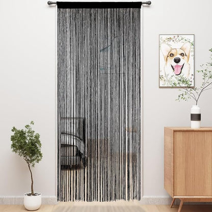YIIBAII Door String Curtains Fringe Door Curtains for Doorways Window Room Decoration Living Room Divider(39"x79", Blcak)
