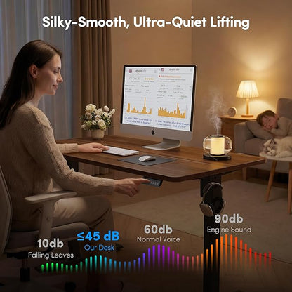 FEZIBO 40 x 24 Inchs Electric Standing Desk, Height Adjustable, Sit Stand Up, Computer Office Desk with Splice Board, Black Frame/Black Walnut Top
