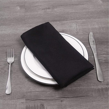 50pcs Polyester Cloth Napkins - 17 x 17 inch Black Dinner Washable Napkins with Hemmed Edges for Restaurant/Wedding/Hotel(50,Black)