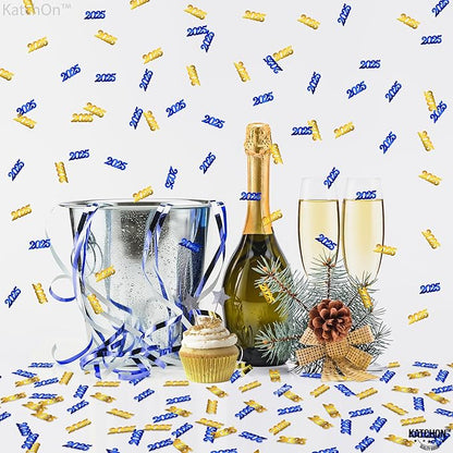 KatchOn, Blue and Gold 2025 Graduation Confetti - Pack of 500 | 2025 Grad Confetti for Blue and Gold Graduation Decorations 2025 | Class of 2025 Decoration, Prom Decorations 2025