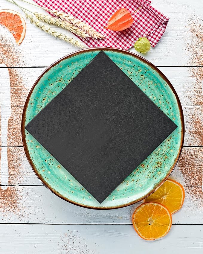 Black Cocktail Napkins 5 * 5inch disposable Beverage Napkin paper for Cocktail, Wedding, Dinner，Birthday Party Dessert Wine Paper Napkins（ 120 Count）