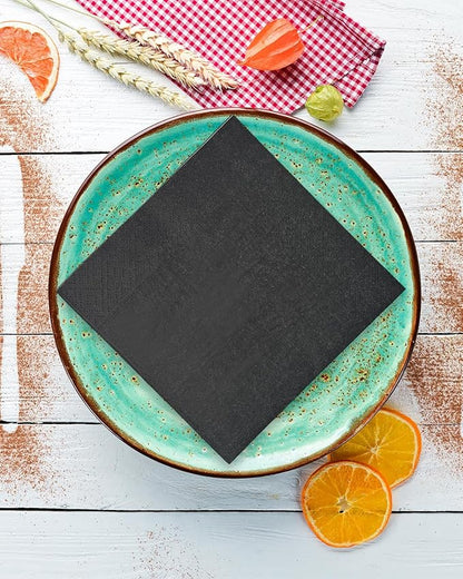 Black Cocktail Napkins 5 * 5inch disposable Beverage Napkin paper for Cocktail, Wedding, Dinner，Birthday Party Dessert Wine Paper Napkins（ 120 Count）