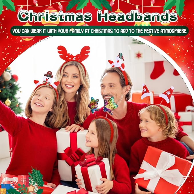 Christmas Headbands and Costume Headwear, Assorted Design Christmas Head Toppers Party Supplies