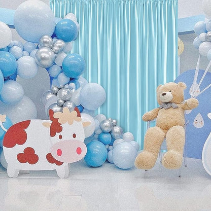Hiasan Baby Blue Backdrop Curtains for Parties, Polyester Photography Backdrop Drapes for Family Gatherings, Wedding Decorations, 5ftx8ft, Set of 2 Panels