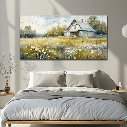 FUHAIHUA Canvas Wall Art For Living Room Large Wall Decor For Office Bedroom Wall Decorations Rural Landscape Paintings Farmhouse Watercolor Pictures Artwork Hotel Aesthetic Home Decor 20x40 In