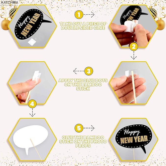 KatchOn, Glitter New Years Photo Booth Props 2026 - Pack of 32 | Photo Booth Props 2026, Happy New Years Decorations 2026 | Photo Props 2026, New Years Eve Party Supplies 2026
