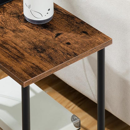 HOOBRO Side Table with Charging Station, Small End Table with USB Port and Outlet, Nightstand with 2-Layer Storage Shelves for Small Spaces, Living Room, Bedroom, Stable Frame, Rustic Brown BF09UBZ01