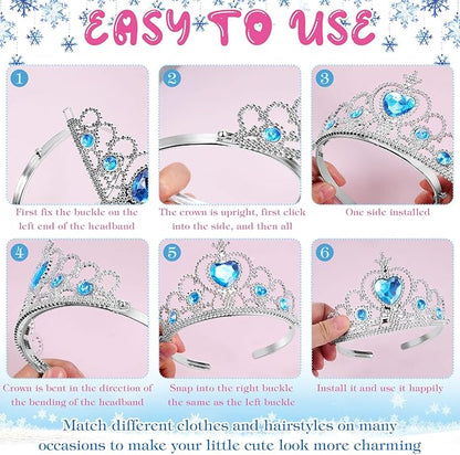 Zhanmai 24 Pcs Tiara Crown Set Princess Crown for Girls Plastic Tiaras Dress up Costume Party Favor Accessories Kid Birthday (Blue, Purple, Pink, Rose Red)