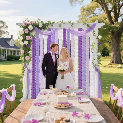 12Pcs Purple Party Decorations, Hanging Purple and White Lavender Paper Streamers Garland for Women Girls Birthday Baby Shower Wedding Graduation Party Backdrop Decor