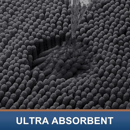 Smiry Luxury Chenille Toilet Rugs U-Shaped 20x20, Soft Absorbent Non-Slip Contour Bathroom Rugs for Toilet, Machine Washable Contoured Bath Mats, Charcoal Grey