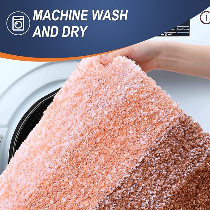 OLANLY Bathroom Runner Rugs 44x24, Extra Soft Absorbent Microfiber Bath Rugs, Rubber Backing, Quick Dry, Machine Washable Bath Mats for Bathroom Floor, Tub and Shower, Home Decor Accessories, Orange
