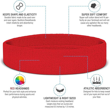 Suddora Toddlers Headbands, Sports Sweatbands for Kids, Non-Slip and Lightweight Fabric Bands for Youth Basketball, Soccer, and Tennis, Moisture-Wicking Bands for Cosplay & Costumes