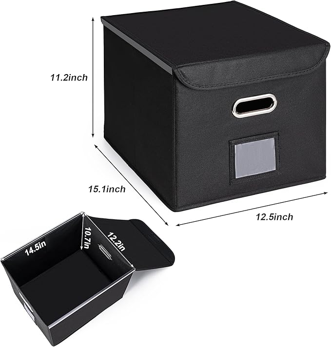 CADONO File Organizer Box with Lid, Large Hanging File Folder Organizer with Plastic Slide, Collapsible Portable Filing Storage Boxes for Office/Decor/Home (Light Purple, 14.9 x 12.59 x 10.8 inch)